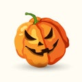 Cartoon Halloween horribly face pumpkin on white Royalty Free Stock Photo