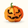 Vector Halloween spooky face pumpkin on white