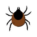 Cartoon style vector illustration of a tick parasite. Doodle mite icon.