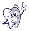 Cartoon style vector tooth character, medical dental logo design element.