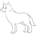 Cartoon style wolf drawn in outline, isolated object on a white background, vector illustration,