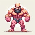 Neo-geo Bronzepunk: A Dark Pink And Light Bronze Strongman