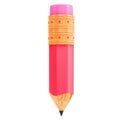 Cartoon styled pencil with eraser isolated on white background