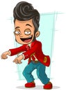 Cartoon stylish dancer in red jacket