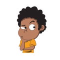 Stylish slang cartoon people brown skin, curly hair