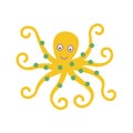 Cartoon stylized octopus with long tentacles