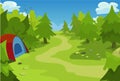 Vector illustration with landscape of forest.