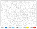 Cartoon submarine. Math activity worksheet. Multiplication table