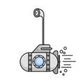 Cartoon Submarine with the periscope and the window.Vector Royalty Free Stock Photo