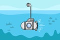 Cartoon Submarine with the periscope and the window.Vector Royalty Free Stock Photo