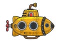 Cartoon Submarine sketch vector illustration Royalty Free Stock Photo