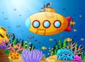 Cartoon submarine underwater