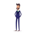 Cartoon successful businesman in suit. Young office manager in flat style. Royalty Free Stock Photo