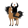 Cartoon successful businessman riding a horse vector illustration