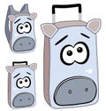 Cartoon suitcases and backpack with animal face design