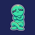 Cartoon sulky alien with funny pose