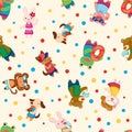 Cartoon summer animal seamless pattern