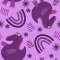 Cartoon summer animals seamless crocodile pattern for fabrics and wrapping paper and kids clothes print