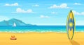 Cartoon summer beach. Royalty Free Stock Photo