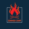 cartoon summer camp logo like bright campfire Royalty Free Stock Photo