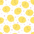 cartoon summer seamless pattern with cute lemon