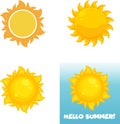 Cartoon Summer Sun Icon. Flat Vector Collection Royalty Free Stock Photo