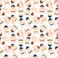 Cartoon Sumo wrestler seamless pattern