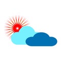 cartoon sun cloud. Autumn weather. Vector illustration. Stock image. Royalty Free Stock Photo