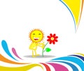 Cartoon sun flower grew