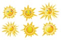 Cartoon sun icon set  on white background. Colorful summer symbol collection. Vector illustration Royalty Free Stock Photo