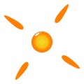 Cartoon sun shining with orange light beams Royalty Free Stock Photo