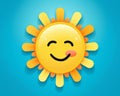 a cartoon sun with a smiley face on a blue background Royalty Free Stock Photo
