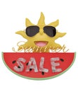 Cartoon sun summer slae background 3D illustration. Royalty Free Stock Photo
