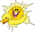 Cartoon sun wearing a duck life buoy ready for summer vector illustration Royalty Free Stock Photo