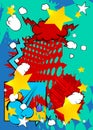 Cartoon super background, comic book backdrop. Retro vector comics pop art design Royalty Free Stock Photo