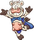 Cartoon super cow skipping Royalty Free Stock Photo