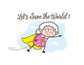 Cartoon Super Granny Flying Vector Graphic