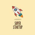 Cartoon super startup vector concept Royalty Free Stock Photo