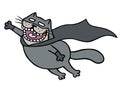 Cartoon superhero bat cat in a mask is flying to save humanity. vector illustration Royalty Free Stock Photo