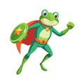 Cartoon Superhero Frog Vector Illustration - Fun, Bright, Animated Amphibian Character