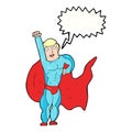 cartoon superhero with speech bubble