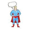 cartoon superhero with speech bubble