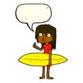 cartoon surfer girl with speech bubble Royalty Free Stock Photo