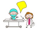 Cartoon Surgeon Doctor with Female Assistant Vector Illustration