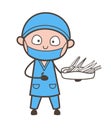 Cartoon Surgeon Holding a Medical Tools Box Vector