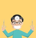 Cartoon Surgeon with Medical Tools Vector