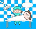 Cartoon Surgeon in Operation Theater with Patient Vector Concept