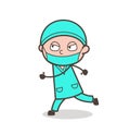 Cartoon Surgeon Running in Angry Mood Vector Illustration