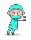 Cartoon Surgeon Showing Both Hands Vector Pose