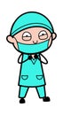 Cartoon Surgeon Surprised in Fear